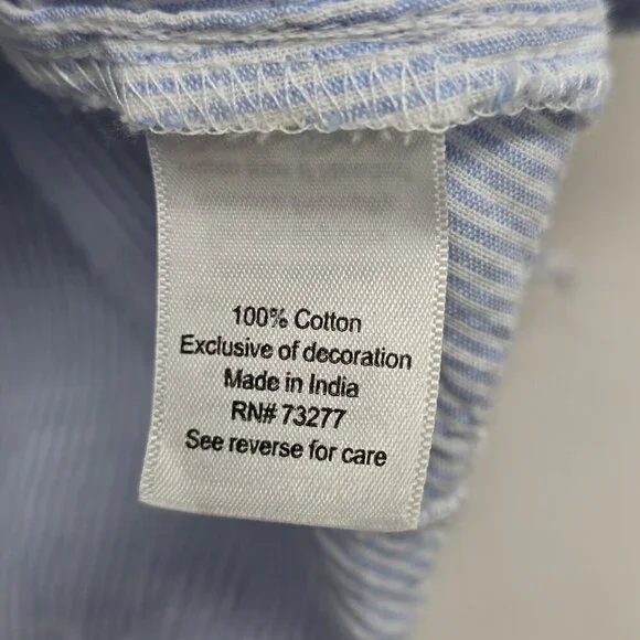 Croft & Barrow Embroidered Scallop Hem Blouse Shirt Size 1X Striped Blue White - Picture 5 of 9